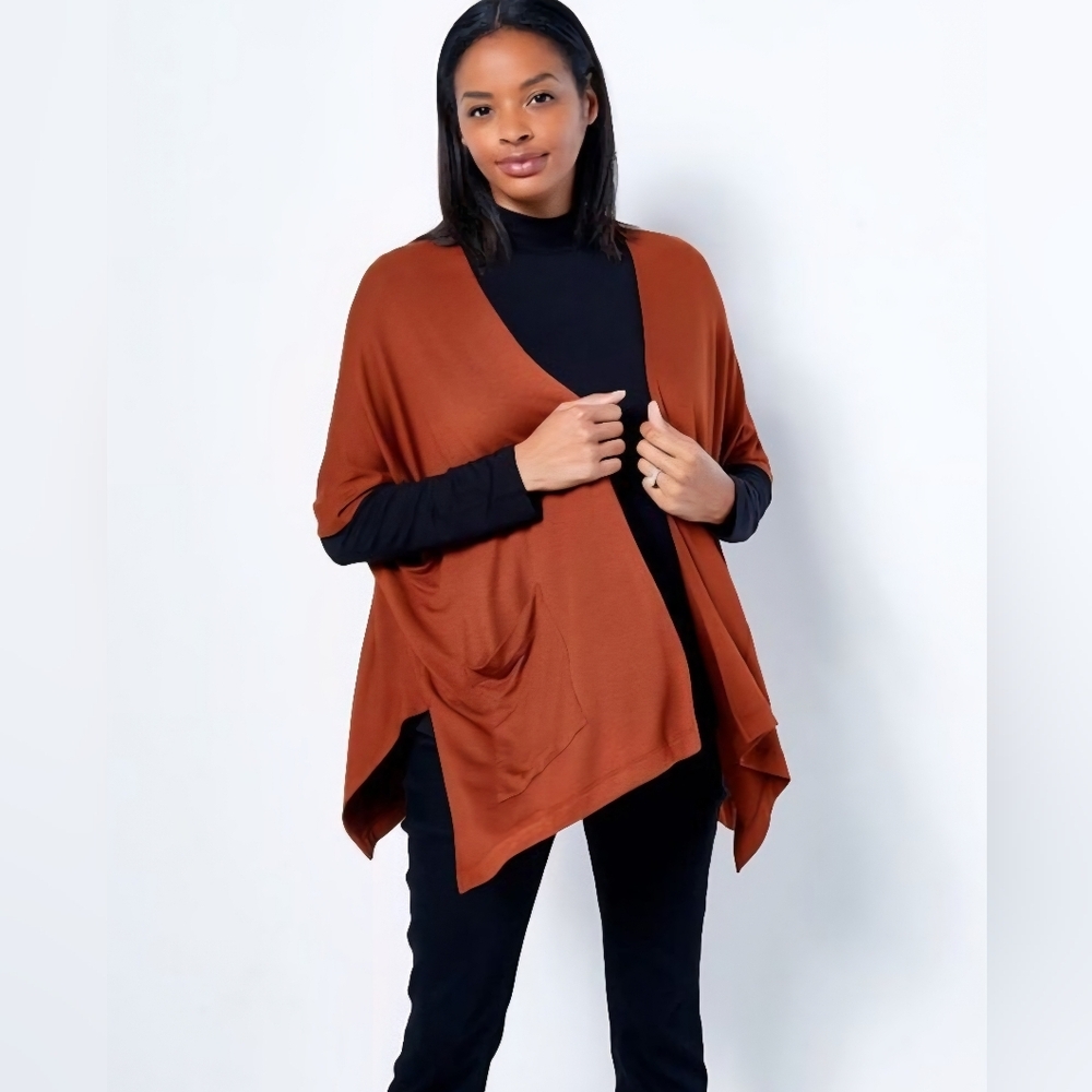 Susan Graver Women's Top Sweater  Weekend Regular Jersey Knit Camel Large Petite